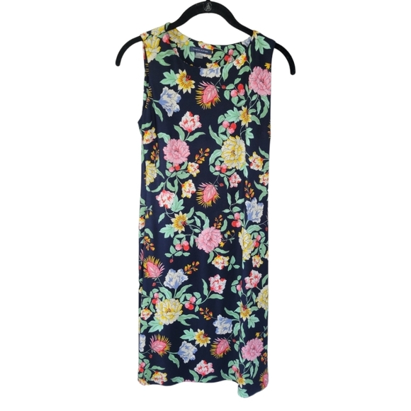 TOMMY HILFIGER Sz 2 Blue Floral Round Neck Sleeveless Sheath A line Dress - Picture 9 of 13